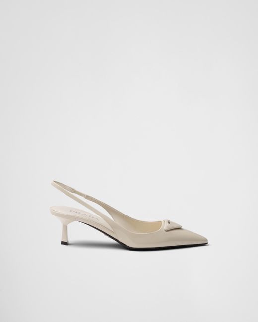 Prada White Patent Leather Slingback Pumps