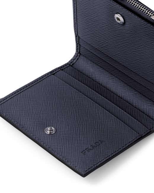 Prada Blue Small Saffiano Leather Wallet for men