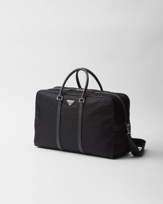 Prada Black Re-Nylon And Saffiano Leather Duffel Bag