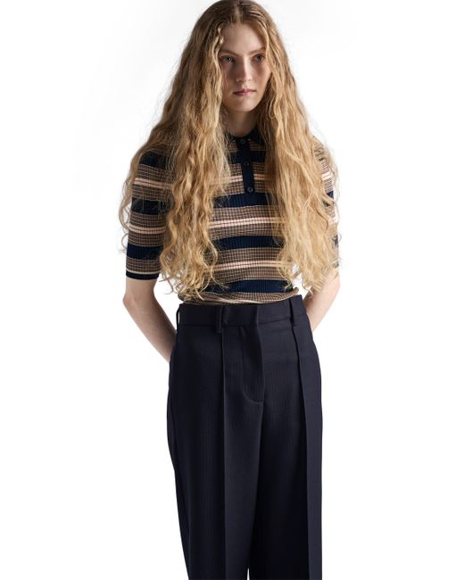 Polo De Algodón A Rayas, Mujer, Talla Prada de color Blue