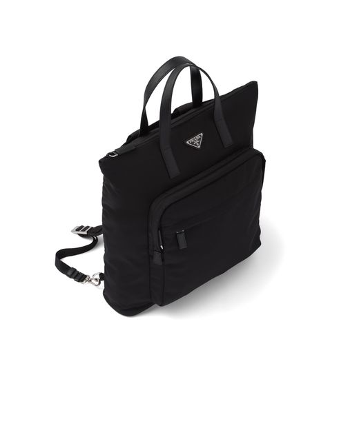 Prada Black Re-nylon And Saffiano Leather Tote Bag for men
