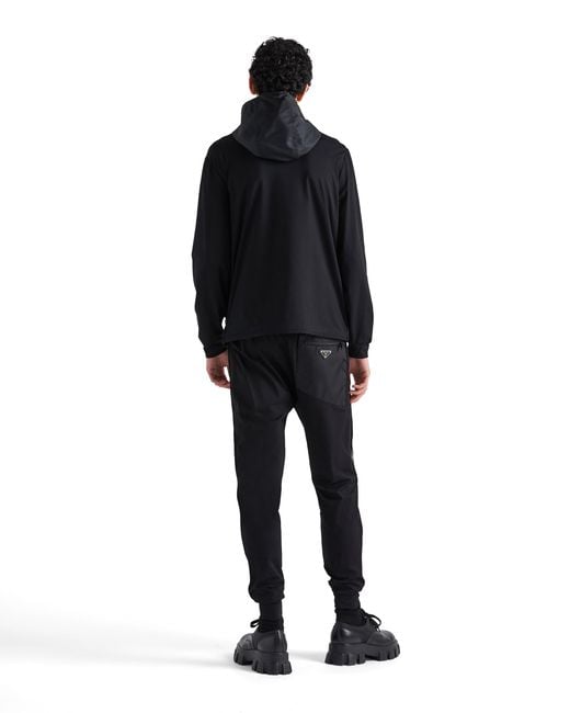 Prada Black Technical Cotton And Re-Nylon Pants for men