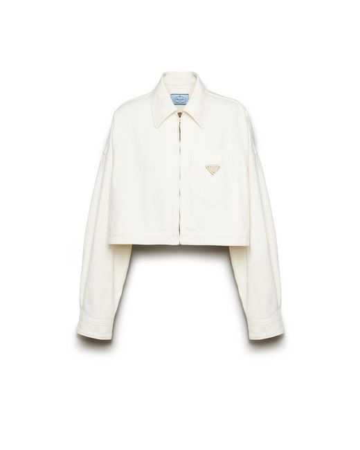 Prada White Denim Blouson Jacket