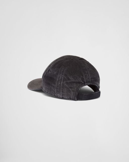 Prada Black Denim Baseball Cap for men