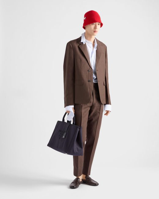 Prada Brown Tailored Linen Pants for men