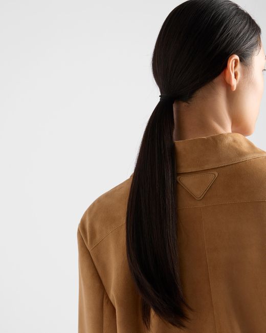 Prada Natural Blousonjacke Aus Wildleder