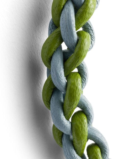 Prada Green Braided Nappa Leather Bracelet With Metal Ornament