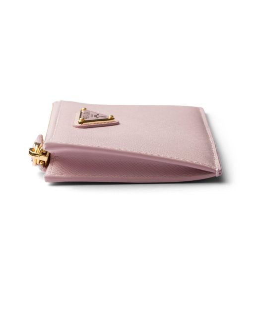 Prada Pink Printed Saffiano Leather Card Holder, Alabaster