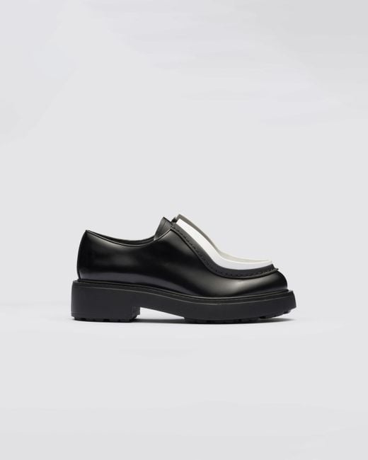 Chaussures À Lacets En Cuir Brossé Prada en coloris Black