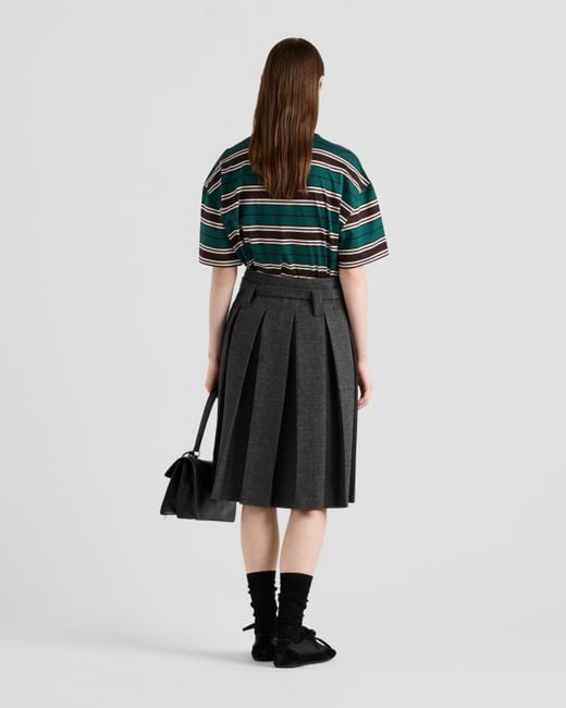 T-Shirt Raye En Coton Prada en coloris Green