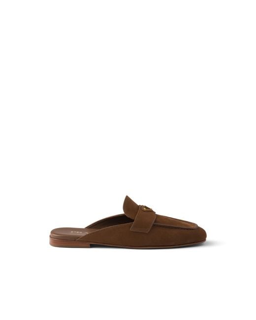 Prada Brown Nubuck Mules