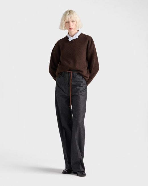 Prada Brown Wool And Cashmere Crew-Neck Sweater