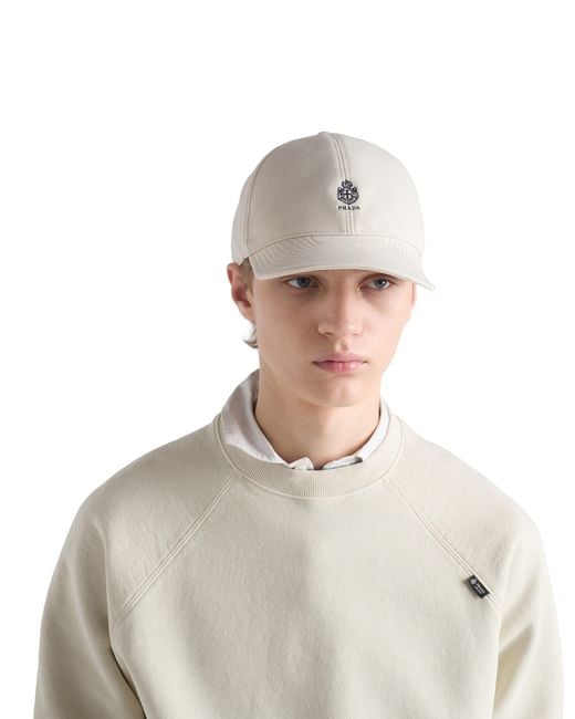 Prada White Old Piqué Baseball Cap for men