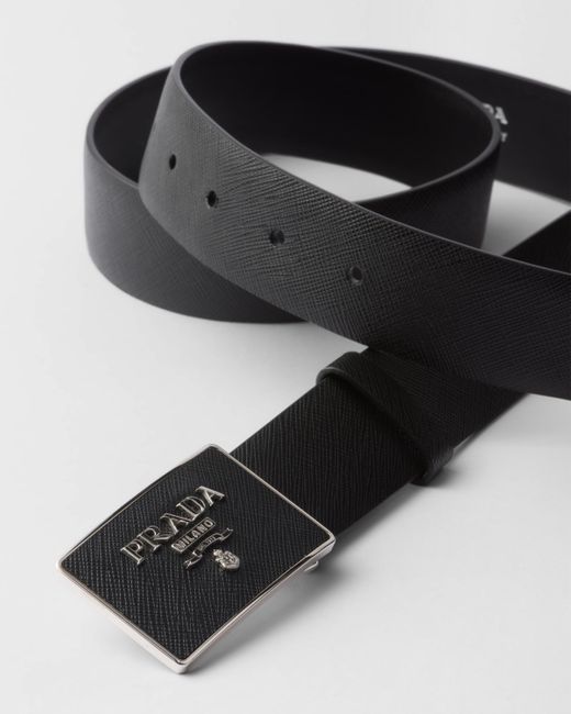 Prada Black Saffiano Leather Belt for men