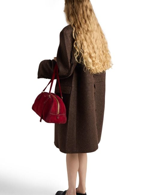 Prada Brown Single-Breasted Shetland Wool Coat