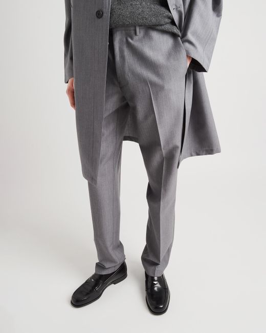 Prada Gray Triangle-Logo Mohair-Wool Trousers for men