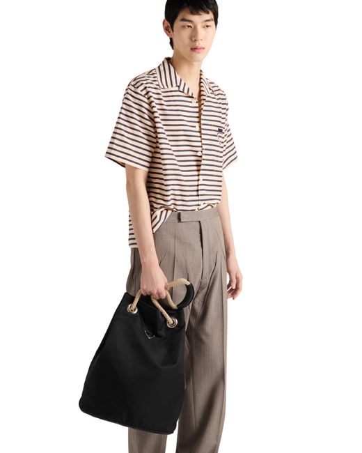 Camisa De Bolera De Algodón A Rayas Prada de hombre de color Gray