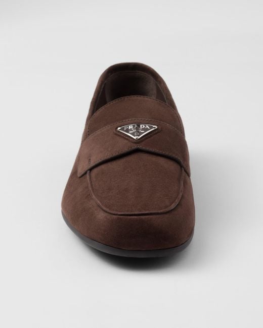 Prada Brown Suede Loafers for men