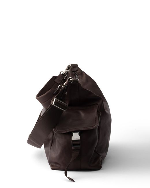 Prada Brown Explore Leather Shoulder Bag for men