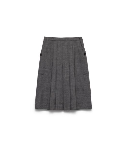 Prada Gray Rush Stitch Pleated Skirt