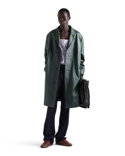 Prada Green Leather Coat for men