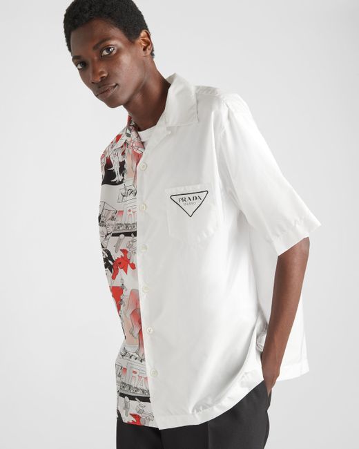 Prada White Double Match Re-Nylon Shirt for men