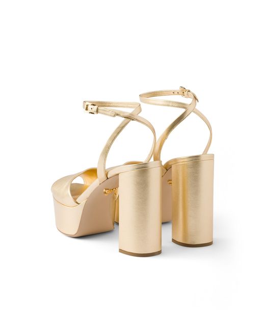 Prada Metallic Mordoré Nappa Leather Platform Sandals