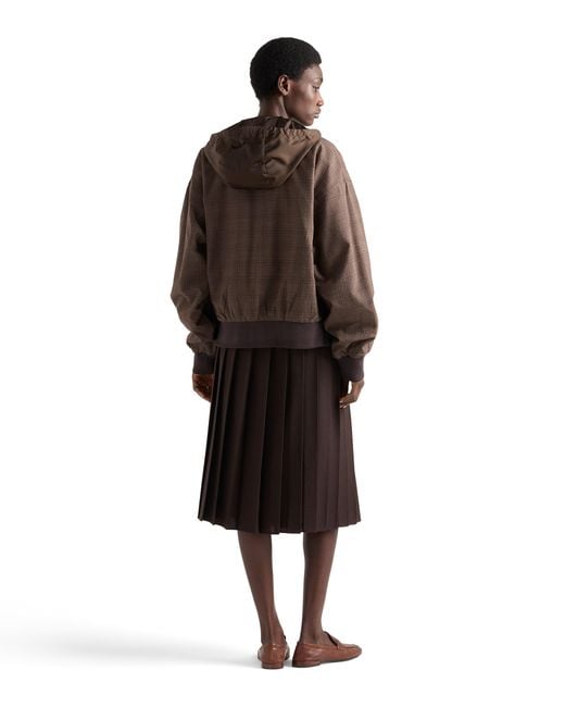 Prada Black Pleated Rush Stitch Midi Skirt