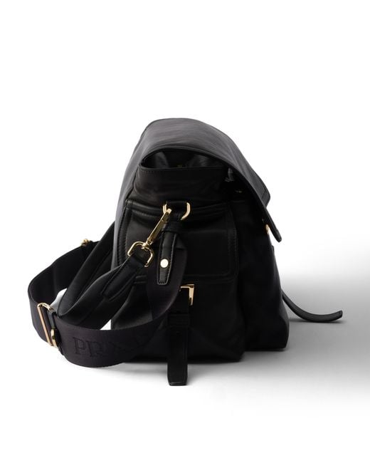Prada Black Explore Large Nappa Leather Shoulder Bag With Flap