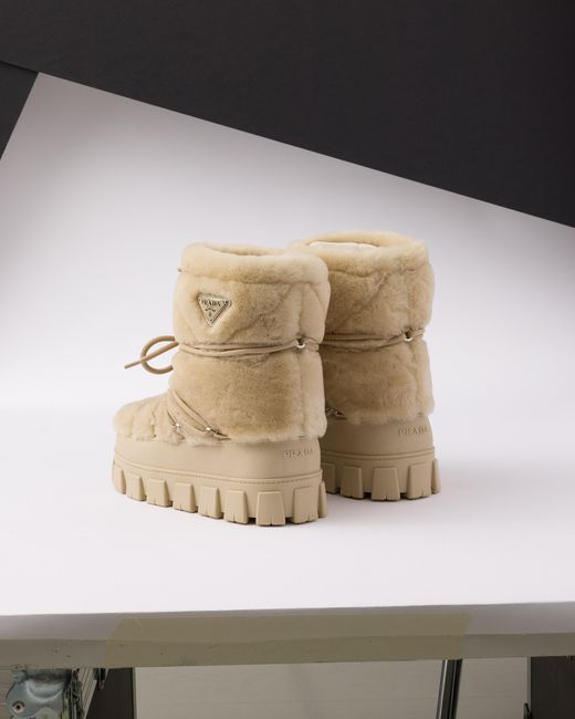 Prada Natural Shearling Après Ski Booties
