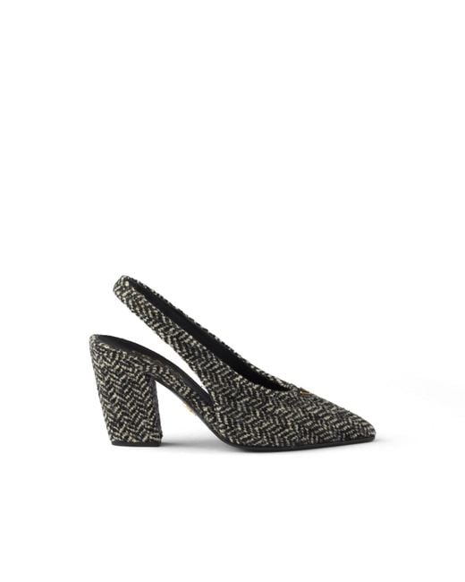Prada White Chevron Slingback Pumps