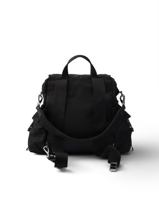 Prada Black Explore Re-Nylon And Leather Backpack for men