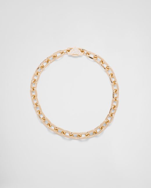 Prada White Eternal Halskette Aus Gelbgold Mit Diamanten