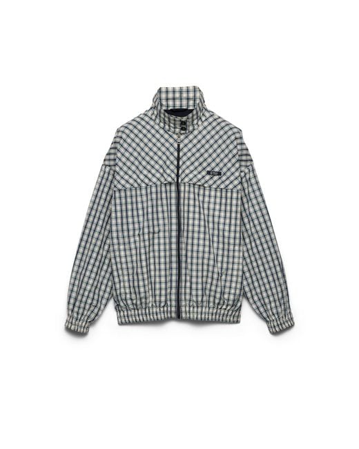 Prada Gray Checked Chambray Blouson Jacket, Ivory