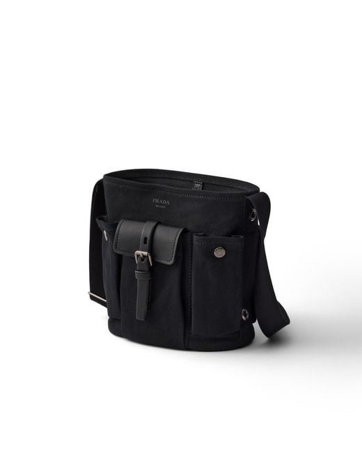 Prada Black Route Mini Canvas And Leather Bucket Bag