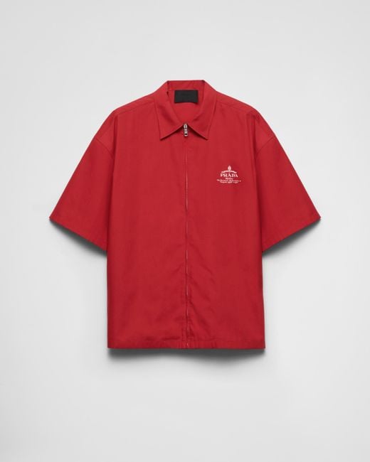 Prada Short Sleeved Zip Shirt in Red for Men | Lyst