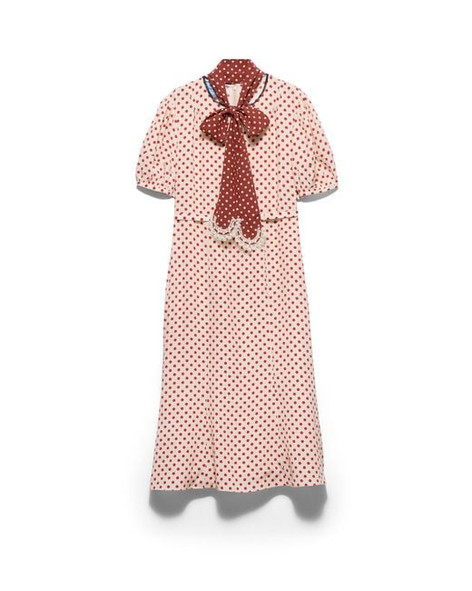 Prada Pink Polka-Dot Marocain Dress