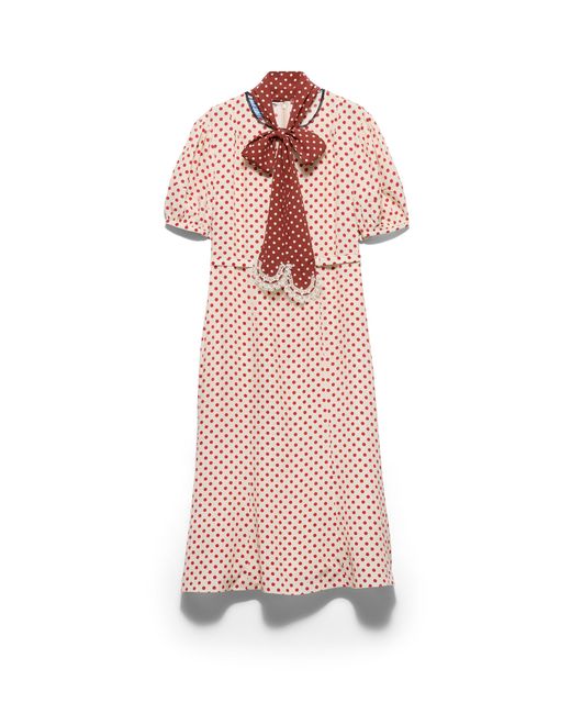 Prada Pink Polka-Dot Marocain Dress