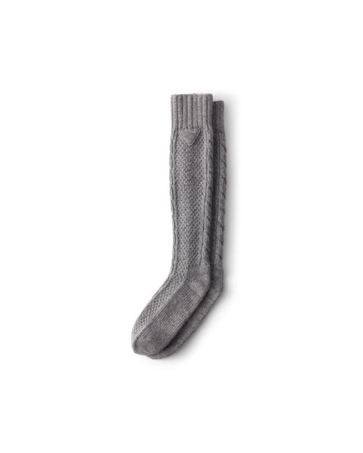 Prada Gray Wool And Cashmere Socks