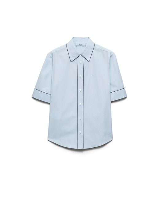 Prada Blue Short-Sleeved Poplin Shirt, Sky