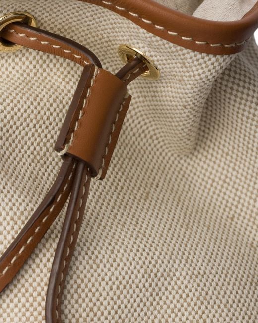 Prada Natural Canvas And Leather Pouch