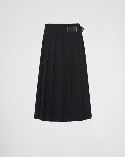 Prada Black Gabardine Midi Skirt