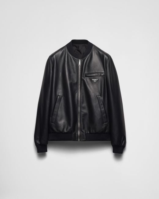 Prada Bomberjacke Aus Nappa-Leder in Black für Herren