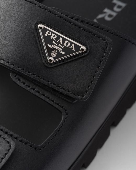 Prada Black Leather Strap Sandals for men