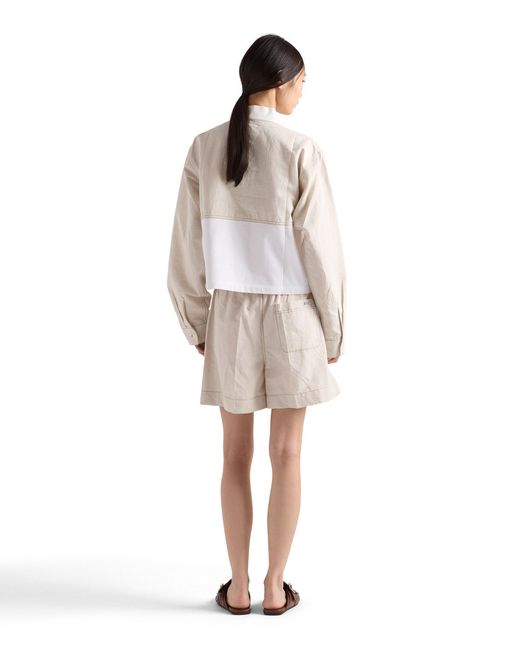 Prada White Chambray Shorts, Ecru