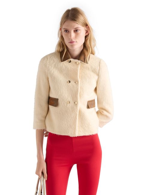 Prada Natural Double-Breasted Aspen Jacket
