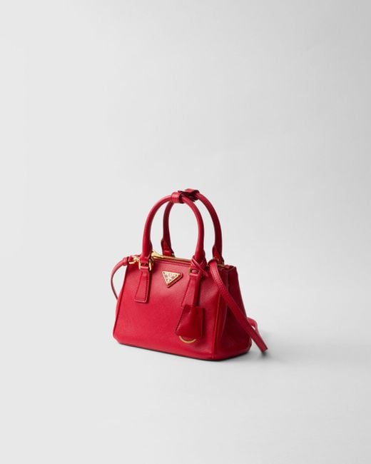 Prada Red Galleria Saffiano Leather Micro Bag