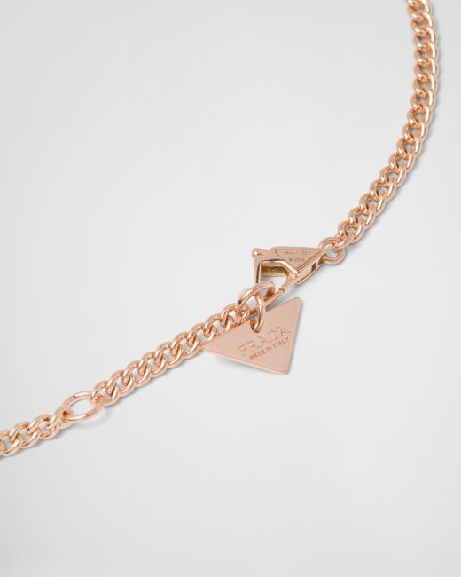 Prada White Eternal Gold Pendant Necklace In Pink Gold With Diamonds