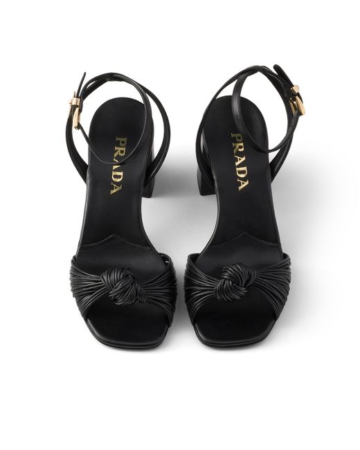 Prada Black Leather Sandals