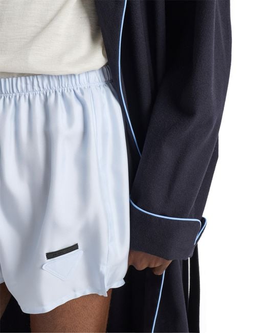 Prada Blue Silk Boxer Shorts for men